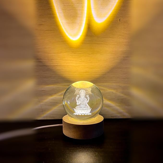 DivineGlow: 3D Laxmi Crystal Lamp